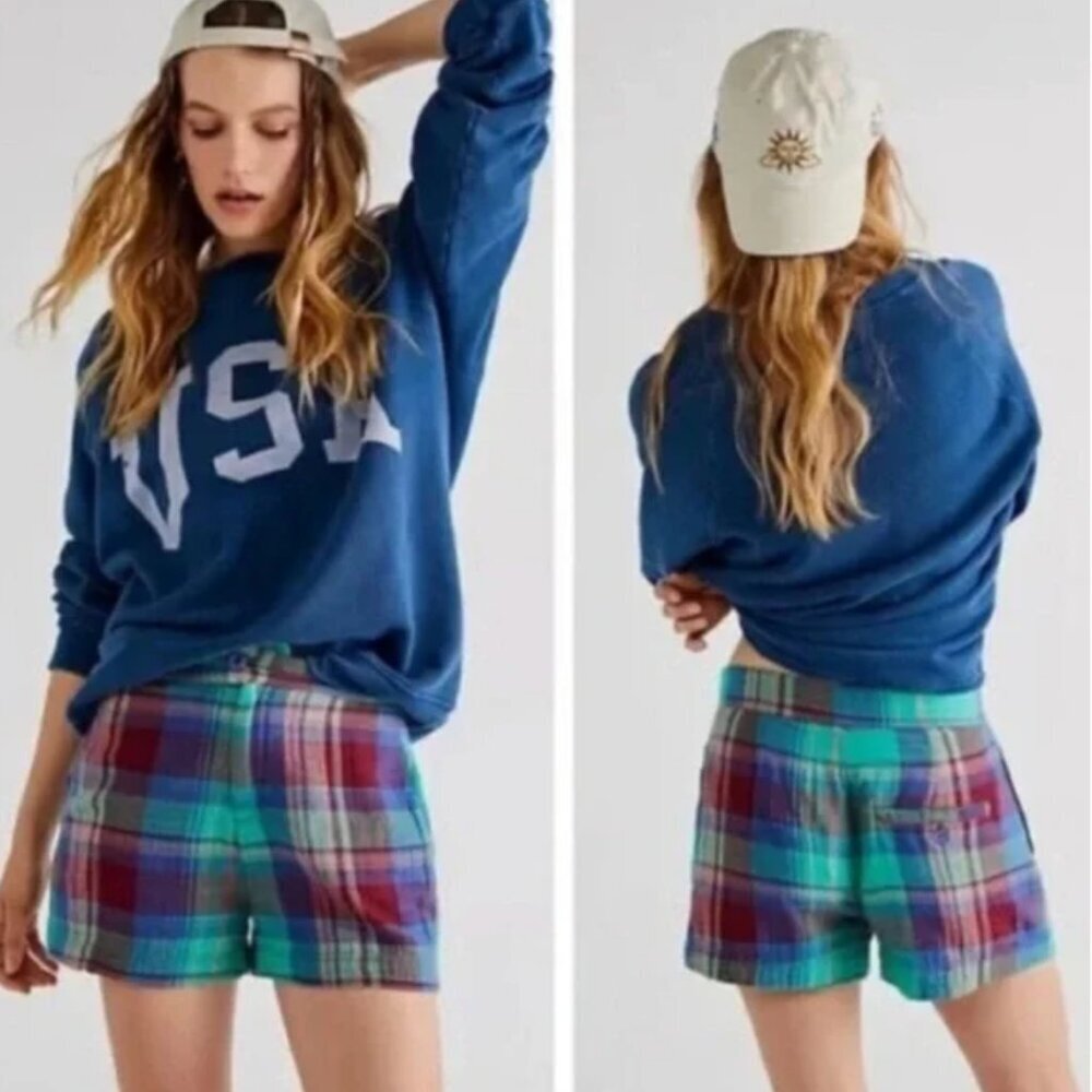 NWT Free People Isla Plaid Shorts Size 4